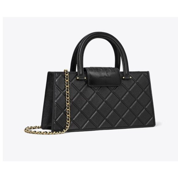 Tory Burch Handbags - TORY BURCH Fleming East West leather small women's tote - Black